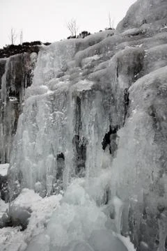 Frozen waterfall at Breacon Beacons Stock Photos