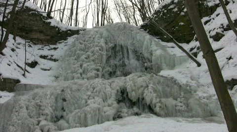 Frozen Waterfall Stock Footage 313534