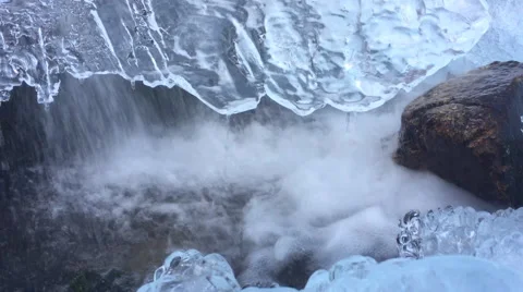 Frozen waterfall Stock Footage 62255030