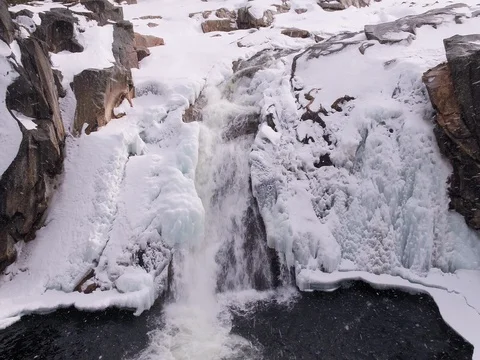 Frozen waterfall Stock Footage 73951938