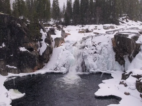 Frozen waterfall Stock Footage 73953238