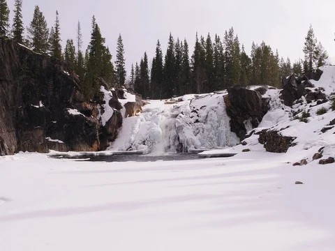 Frozen waterfall Stock Footage 73960225