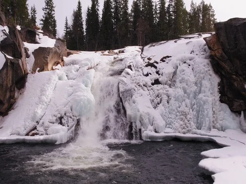 Frozen waterfall Stock Footage 73961290