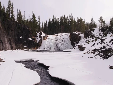 Frozen waterfall Stock Footage 73963028