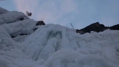 Frozen waterfall in the forest Stock-Footage 83680257
