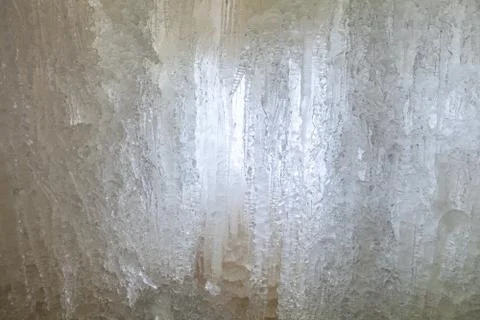 Frozen waterfall. Icicles structure Stock Photos