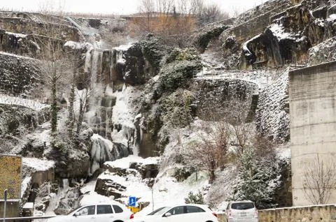 Frozen waterfall jets. Photos