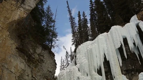 Frozen waterfall at Johnston Canyon Stock Footage 78760427