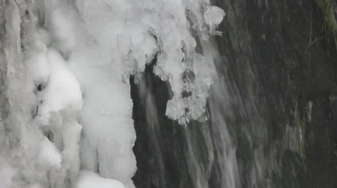 Frozen waterfall melting. still camera. Stock Footage 45794097