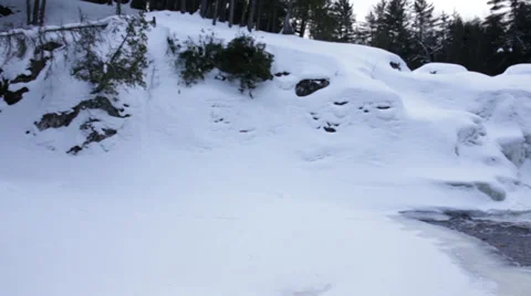 Frozen waterfall pan Stock Footage 37228949