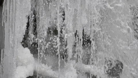 Frozen waterfall slomo Stock Footage 97854754