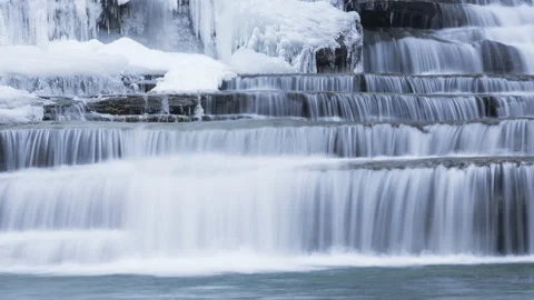 Frozen Waterfall Time-Lapse 4 Stock Footage 132910329