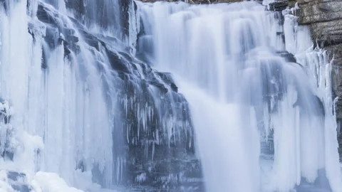 Frozen Waterfall Time Lapse 6 Stock Footage 132912034