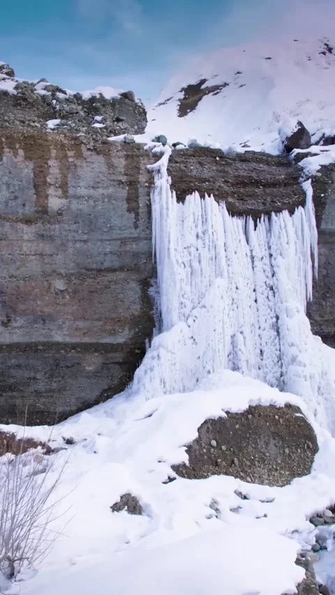 Frozen Waterfall (Vertical) Stock Footage 304236207