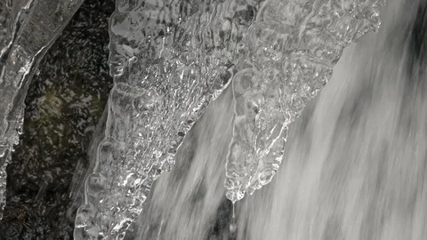 Frozen waterfall in winter Stock Footage 86288388