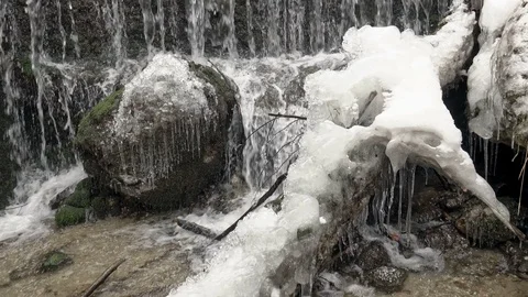 Frozen waterfall in winter 스톡 동영상 86288688