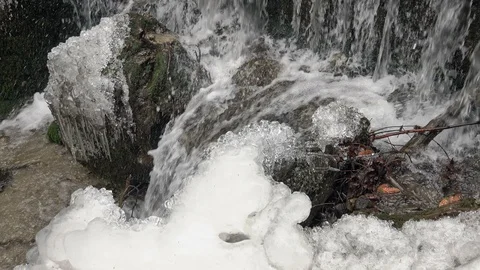 Frozen waterfall in winter 库存影片 86288846
