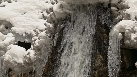 Frozen waterfall in winter Stock Footage 86288972