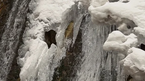Frozen waterfall in winter Stock-Footage 86289140