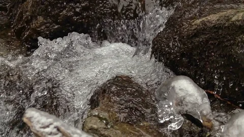 Frozen waterfall in winter Stock Footage 86289449