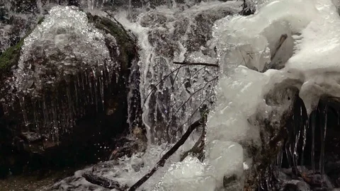 Frozen waterfall in winter 스톡 동영상 86289626