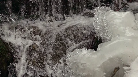 Frozen waterfall in winter Stock Footage 86289765