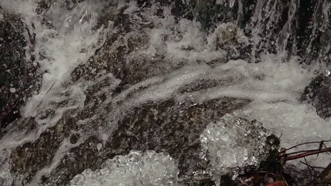 Frozen waterfall in winter Stock Footage 86289944