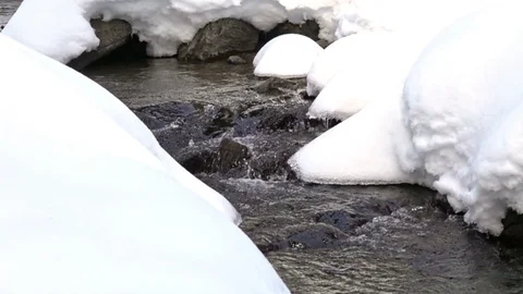 Frozen waterfall in winter Stock Footage 87221826