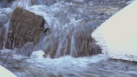 Frozen waterfall in winter Stock Footage 87222552