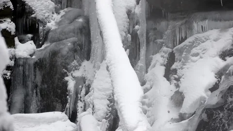 Frozen Waterfall in Winter Mountains Close up Stock Footage 71794834