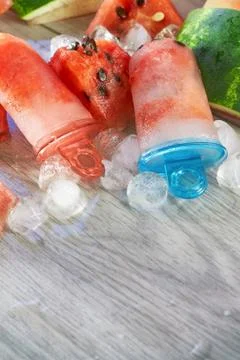 Frozen watermelon popsicles Stock Photos