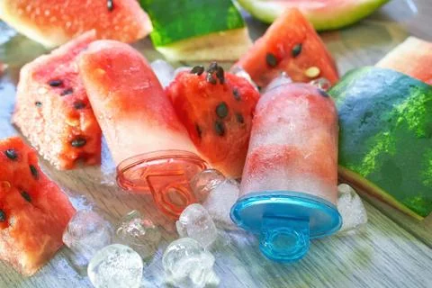 Frozen watermelon popsicles Stock Photos