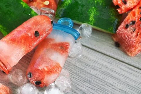 Frozen watermelon popsicles Stock Photos