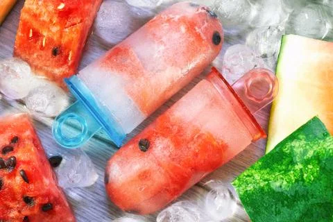 Frozen watermelon popsicles Stock Photos