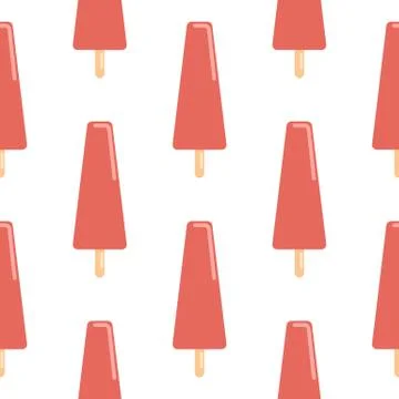 Frozen watermelon popsicles seamless pattern. Fruit ice cream in flat style i 스톡 일러스트