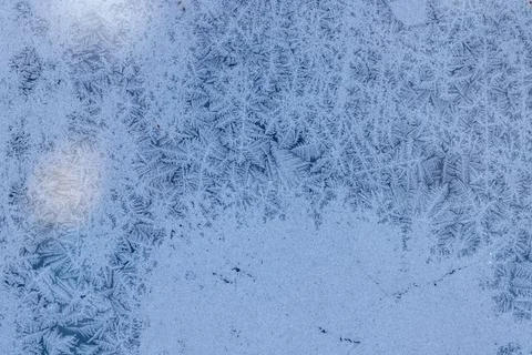 Frozen window abstract pattern forming ice crystals 스톡 사진
