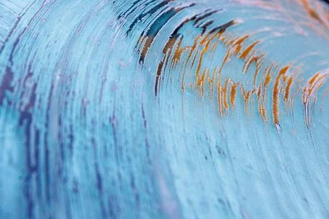 The frozen window of a car in cold winter day. Frost pattern close up. Climat Stock Photos