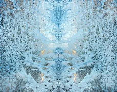Frozen window glass. Stock Photos