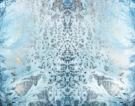Frozen window glass. Stock Photos