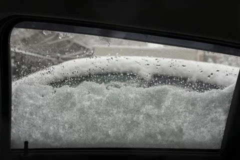 Frozen Windshield from Driver's Perspective Stock-Fotos