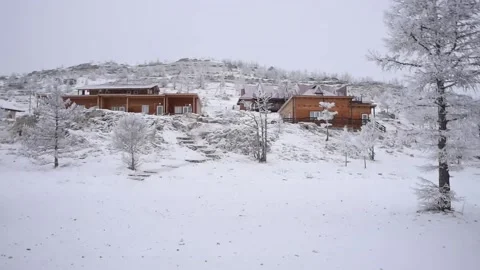 Frozen winter houses Stock Footage