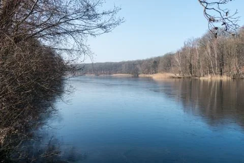 Frozen Winter Lake Stock Photos