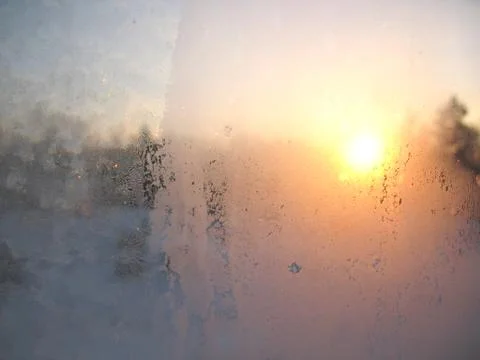 Frozen winter window Stock Photos