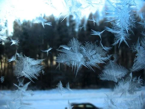 Frozen winter window Stock Photos