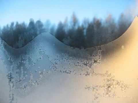 Frozen winter window Stock Photos