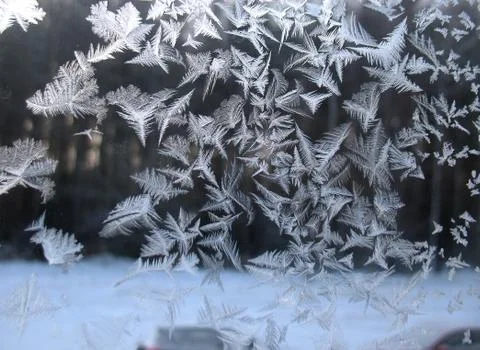 Frozen winter window Stock Photos