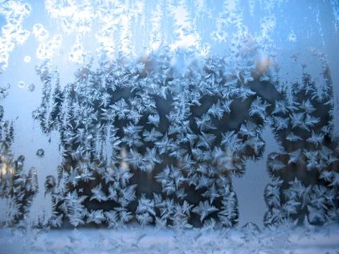 Frozen winter window Stock Photos