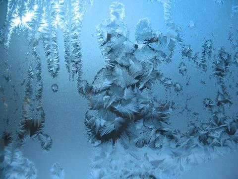 Frozen winter window Stock Photos