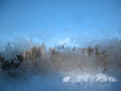 Frozen winter window Stock Photos