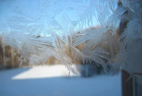 Frozen winter window Stock Photos